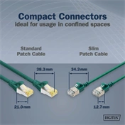 Digitus CAT 6A F-FTP keskeny patch kábel, 0,3 m, zöld, 10 db