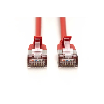 Digitus CAT 6A F-FTP keskeny patch kábel, 0,5 m, piros, 10 db