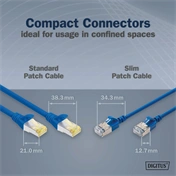Digitus CAT 6A F-FTP keskeny patch kábel, 3 m, kék, 10 db