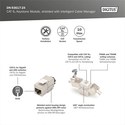 Digitus CAT 6A Keystone Jack, shielded