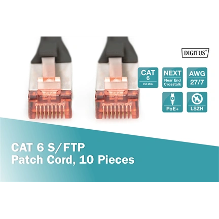 Digitus CAT 6 S-FTP Patch Cable 1m Black (10db)