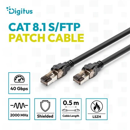 Digitus CAT 8.1 S/FTP patch kábel, 0.5 m, 10 db
