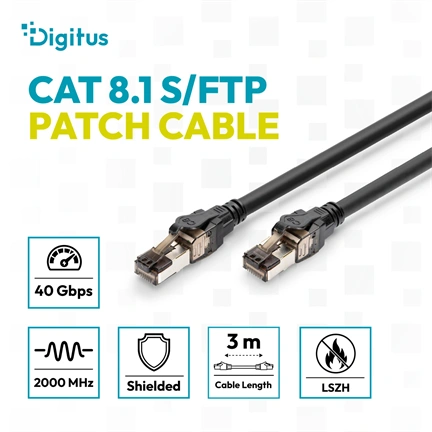 Digitus CAT 8.1 S/FTP patch kábel, 3 m, 10 db