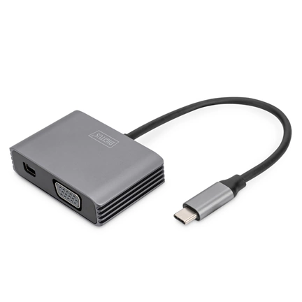 Digitus DA-70825 USB Type-C to VGA/miniDisplayPort 4K/30Hz Graphics Adapter Silver