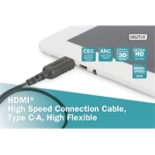Digitus HDMI High Speed con. cable, type C - A, HighFlex