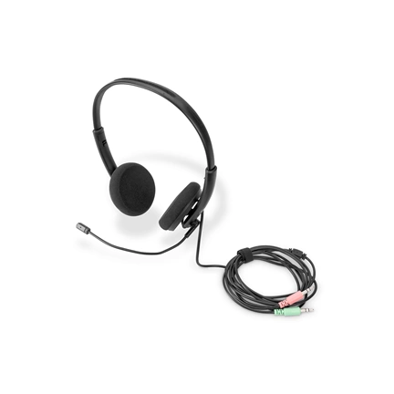 Digitus On Ear Office Headset with Noise Reduction 2x3.5 mm Stereo Black
