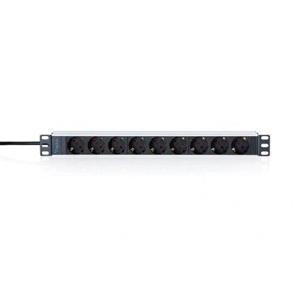 Digitus Socket strip with aluminum profile, 9-way socket outlet with earthing contact, 2 m supply cable