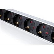 Digitus Socket strip with aluminum profile, 9-way socket outlet with earthing contact, 2 m supply cable