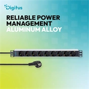 Digitus Socket strip with aluminum profile, 9-way socket outlet with earthing contact, 2 m supply cable