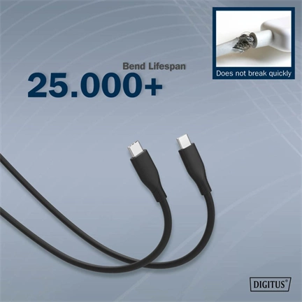 Digitus USB-C Silicone charging cable USB-C to USB-C USB 2.0 60W 2m Black