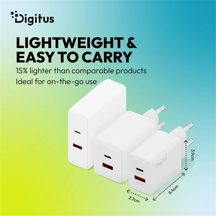 Digitus USB GaN töltő 30W, 1 db USB-C, 1 db USB-A