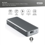 Digitus USB M.2 hard disk enclosure SSD external NVMe  20Gbps USB 3.2 Gen2x2 aluminum