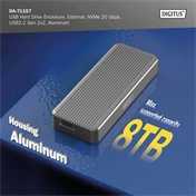 Digitus USB M.2 hard disk enclosure SSD external NVMe  20Gbps USB 3.2 Gen2x2 aluminum