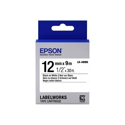 EPSON Label Cartridge Standard LK-4WBN Black/White 12mm (9m)
