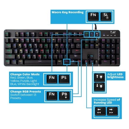 EWENT Play Mechanical Gaming Keyboard with RGB illumination US