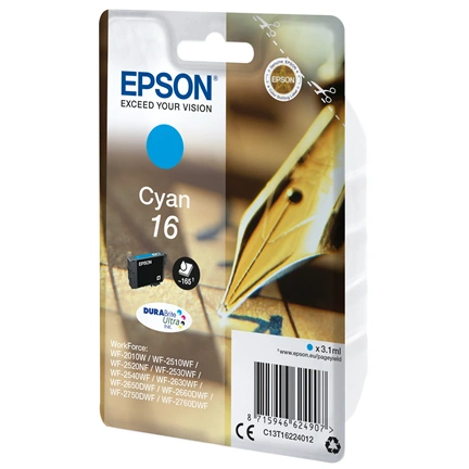 Epson 16 - 3.1 ml - cyan - original - blister with RF alarm - ink cartridge - for WorkForce WF-2010, 2510, 2520, 2530, 2