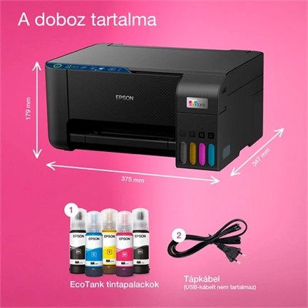 Epson EcoTank L3271 többfunkciós, Wi-Fi-s, külső tintatartályos, A4-es nyomtató, akár 3 évre elegendő tintával