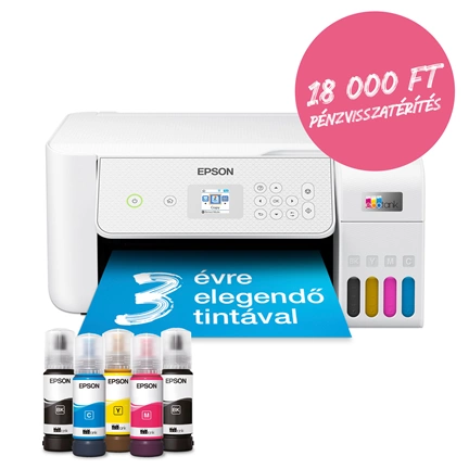 Epson EcoTank L3286 többfunkciós, Wi-Fi-s, külső tintatartályos, A4-es nyomtató, akár 3 évre elegendő tintával