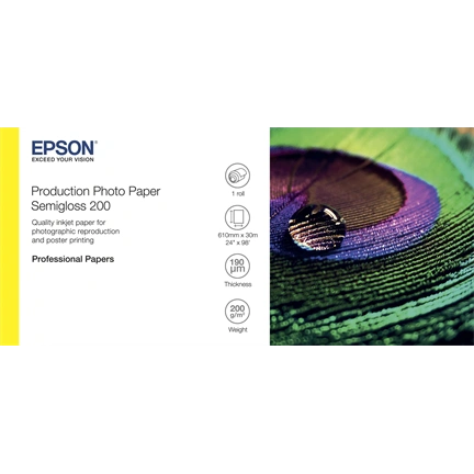 Epson Production félfényes fotópapír 200g, 24" x 30m