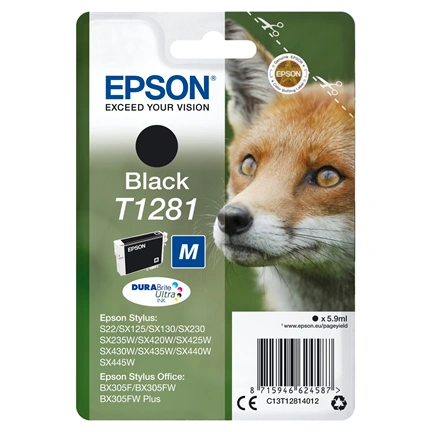 Epson T1281 - M size - black - original - blister with RF/acoustic alarm - ink cartridge - for Stylus S22, SX230, SX235,