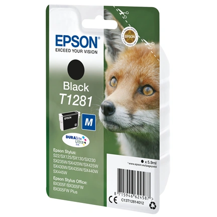 Epson T1281 - M size - black - original - blister with RF/acoustic alarm - ink cartridge - for Stylus S22, SX230, SX235,