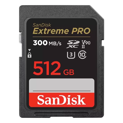 Extreme PRO 512GB SDXC Memory Card 300/300MB/s , 8K, V90, UHS-II