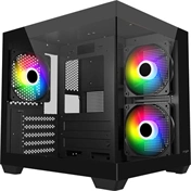 FSP S140 számítógépház - Micro-ATX, 3db 120mm-es ARGB ventilátor, fekete