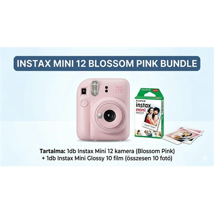 FUJIFILM INSTAX MINI 12 BLOSSOM PINK + Instax Mini Film Glossy (10lap)