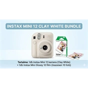 FUJIFILM INSTAX MINI 12 CLAY WHITE + Instax Mini Film Glossy (10lap)
