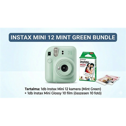 FUJIFILM INSTAX MINI 12 MINT GREEN + Instax Mini Film Glossy (10lap)