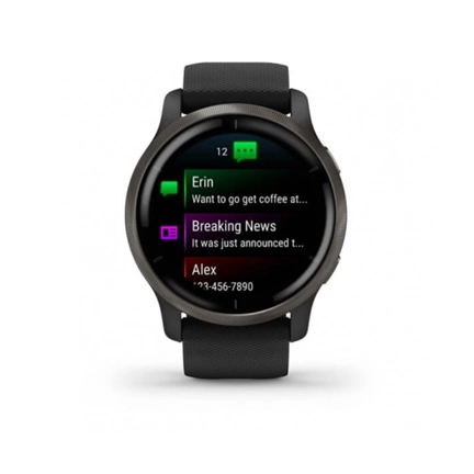 GARMIN Venu 2 Slate stainless steel bezel with black case and silicone band