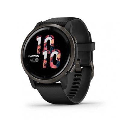 GARMIN Venu 2 Slate stainless steel bezel with black case and silicone band