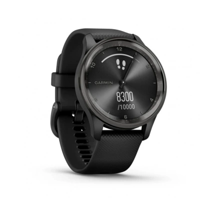 GARMIN Vívomove Trend - Slate Stainless Steel Bezel with Black Case and Silicone Band