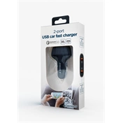 GEMBIRD 2-port USB car fast charger, QC3.0, 36 W, black