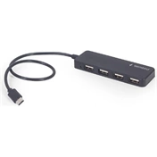 Gembird 4 portos USB Type-C hub, fekete