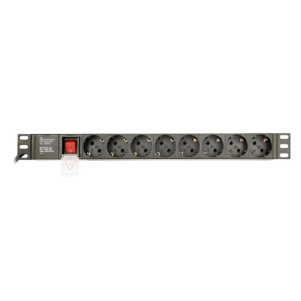GEMBIRD Energenie Power distribution unit (PDU), 8 Schuko sockets, 1U, 10A, C14 plug 3 m cable