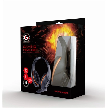 GEMBIRD Gaming headset with volume control, 3.5 mm, orange-black