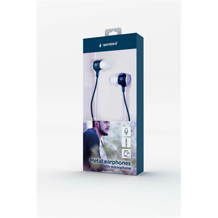 GEMBIRD Metal earphones with microphone, black