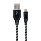 GEMBIRD Premium cotton braided Micro-USB charging and data cable, 1 m, black/white
