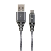 GEMBIRD Premium cotton braided USB Type-C charging and data cable, 1 m, spacegrey/white GEMBIRD Premium cotton braided USB Type-C charging and data cable, 1 m, spacegrey/white