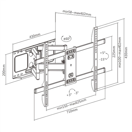 GEMBIRD Full-motion TV wall mount, 37" - 80" (60 kg)