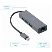 GEMBIRD USB-C Gigabit network adapter with 3-port USB 3.1 hub
