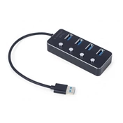 GEMBIRD USB 3.1 (Gen 1) powered 4-port hub with switches, black