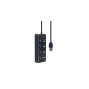 GEMBIRD USB 3.1 (Gen 1) powered 4-port hub with switches, black