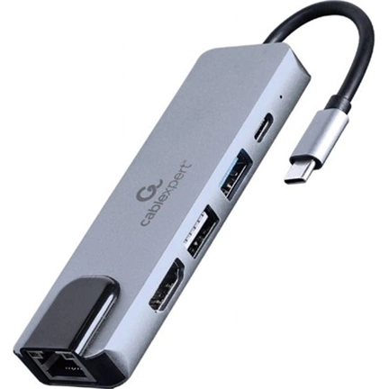 GEMBIRD USB Type-C 5-in-1 multi-port adapter (Hub + HDMI + PD + LAN)