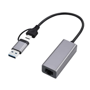 GEMBIRD USB Type-C+A Gigabit network adapter, space grey