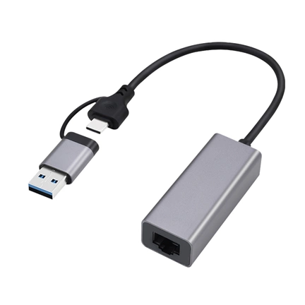GEMBIRD USB Type-C+A Gigabit network adapter, space grey