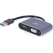GEMBIRD USB to HDMI + VGA display adapter, space grey