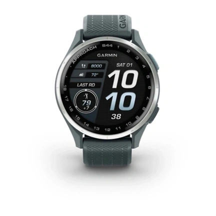 Garmin Approach S44 - GPS golf okosóra, ezüst alumíniumkeret, ködös szilikonszíj
