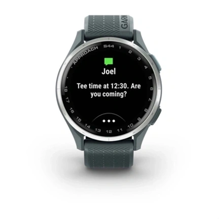 Garmin Approach S44 - GPS golf okosóra, ezüst alumíniumkeret, ködös szilikonszíj